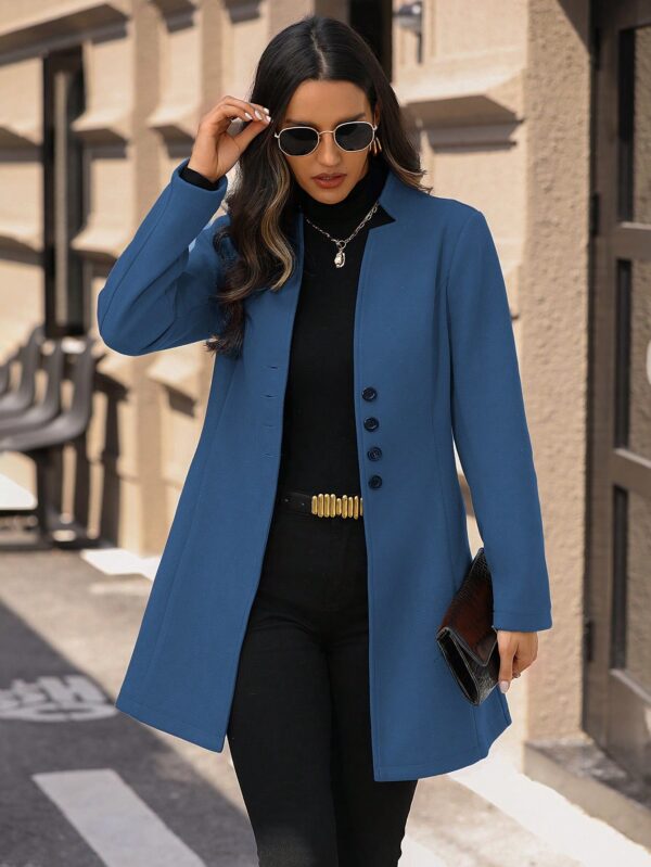 Abrigo de Lana Ajustado con Cuello Mao Estilo Casual - Image 20