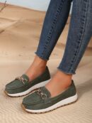 Zapatillas Khaki de Mujer con Suela Gruesa y Cómoda