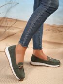 Zapatillas Khaki de Mujer con Suela Gruesa y Cómoda