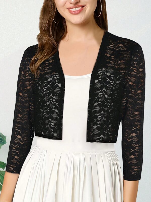 Chaqueta Corta de Encaje Camelia Elegante - Image 10