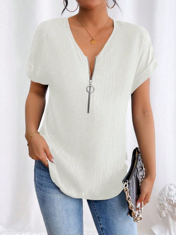 Blusa Casual con Cremallera y Manga Murciélago - Image 19