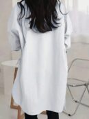 Camisa Casual de Manga Larga y Dobladillo Asimétrico