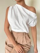 Blusa Satinada sin Mangas para Mujer, Estilo Minimalista