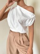 Blusa Satinada sin Mangas para Mujer, Estilo Minimalista
