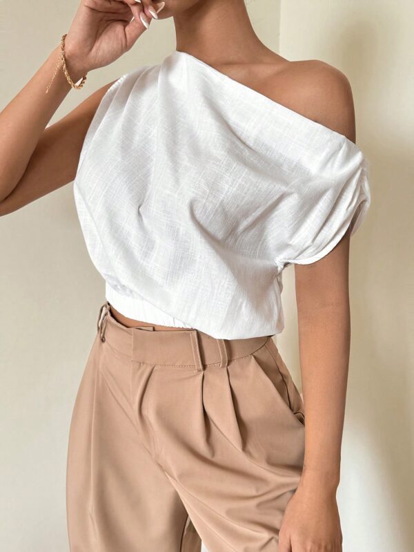 Blusa Satinada sin Mangas para Mujer, Estilo Minimalista - Image 17
