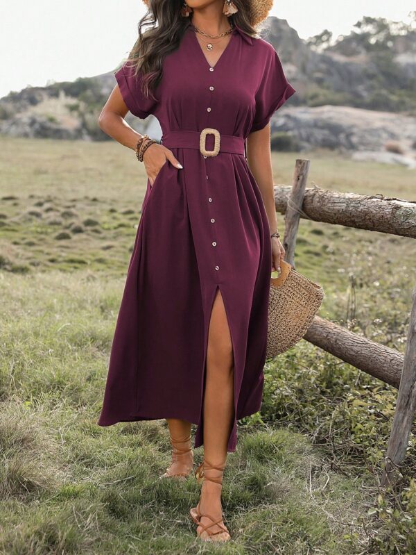 Vestido Maxi con Botones y Mangas Murciélago - Image 5