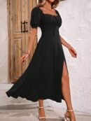 Vestido Largo Boho Floral con Nudo y Abertura en Pierna