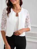 Blazer Mujer con Encaje en Mangas y Abertura frontal