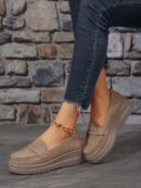 Zapatillas Khaki de Mujer con Suela Gruesa y Cómoda