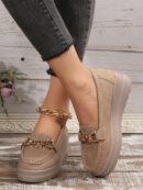 Zapatillas Khaki de Mujer con Suela Gruesa y Cómoda