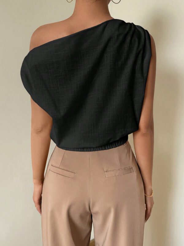 Blusa Satinada sin Mangas para Mujer, Estilo Minimalista - Image 2