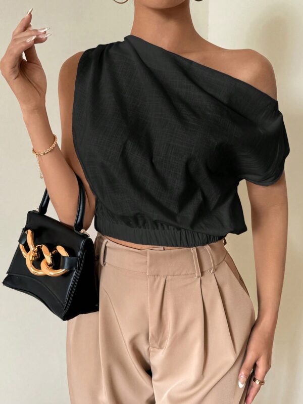 Blusa Satinada sin Mangas para Mujer, Estilo Minimalista - Image 3