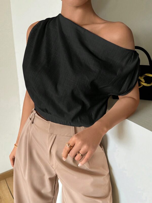 Blusa Satinada sin Mangas para Mujer, Estilo Minimalista - Image 5
