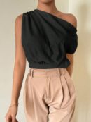 Blusa Satinada sin Mangas para Mujer, Estilo Minimalista