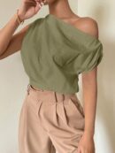 Blusa Satinada sin Mangas para Mujer, Estilo Minimalista