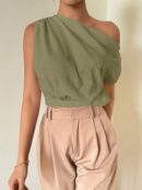 Blusa Satinada sin Mangas para Mujer, Estilo Minimalista