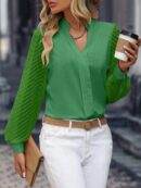 Blusa Cuello Muesca y Mangas Obispo en Blanco