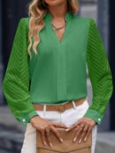 Blusa Cuello Muesca y Mangas Obispo en Blanco