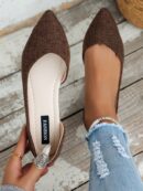 Zapatos Planos de Mujer en Beige, punta fina para Primavera/Otoño