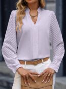 Blusa Cuello Muesca y Mangas Obispo en Blanco