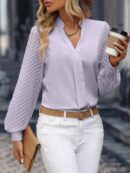 Blusa Cuello Muesca y Mangas Obispo en Blanco