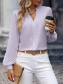 Blusa Cuello Muesca y Mangas Obispo en Blanco