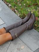 Botas Altas de Montar con Tacón Grueso y Cierre Interno