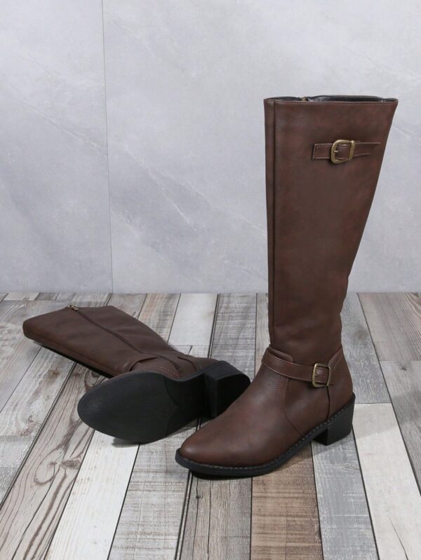 Botas Altas de Montar con Tacón Grueso y Cierre Interno - Image 10