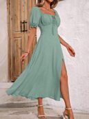 Vestido Largo Boho Floral con Nudo y Abertura en Pierna
