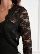 Chaqueta Corta de Encaje con Ribete Escalopado
