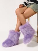 Botas de Nieve Peludas de Caña Media para Mujer