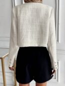 Chaqueta Tweed Color Sólido para Uso Diario