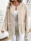 Chaqueta Casual de Manga Larga con Botones y Bolsillos