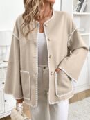 Chaqueta Casual de Manga Larga con Botones y Bolsillos