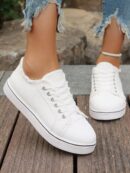 Zapatillas Casual de Lona con Punta Redonda y Detalles de Peluche