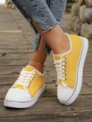 Zapatillas Casual de Lona con Punta Redonda y Detalles de Peluche