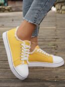 Zapatillas Casual de Lona con Punta Redonda y Detalles de Peluche