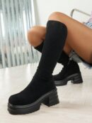 Botas de Tacón Alto Asimétrico con Flecos al Estilo Caballero