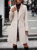 Abrigo Midi de Mujer con Cintura Ceñida y Doble Botonadura