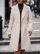 Abrigo Midi de Mujer con Cintura Ceñida y Doble Botonadura