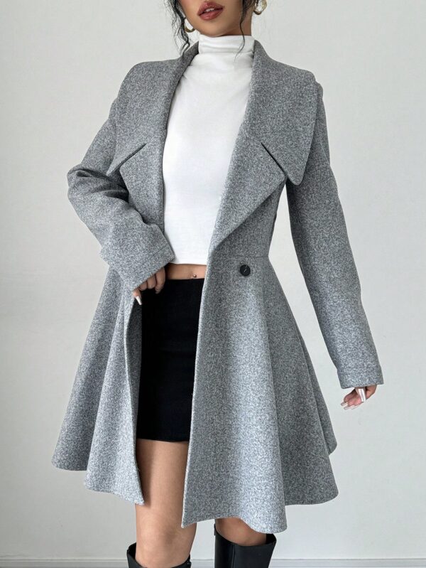 Abrigo Elegante de Cuello Alto y Manga Larga en Tweed - Image 14