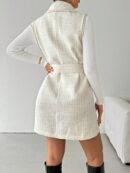 Abrigo Tweed con Solapas y Cinturón