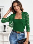 Chaqueta Corta de Encaje con Ribete Escalopado