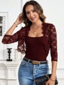 Chaqueta Corta de Encaje con Ribete Escalopado