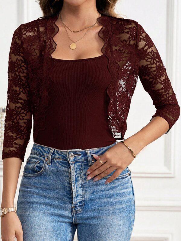 Chaqueta Corta de Encaje con Ribete Escalopado - Image 33