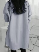 Camisa Casual de Manga Larga y Dobladillo Asimétrico
