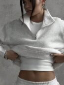 Sudadera Casual de Cuello Alto con Cierre y Manga Larga