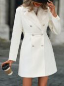 Chaqueta Elegante con Panel Peludo y Botón Doble