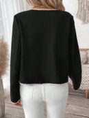 Chaqueta Corta de Punto con Ribete Bicolor
