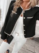 Chaqueta Corta de Punto con Ribete Bicolor